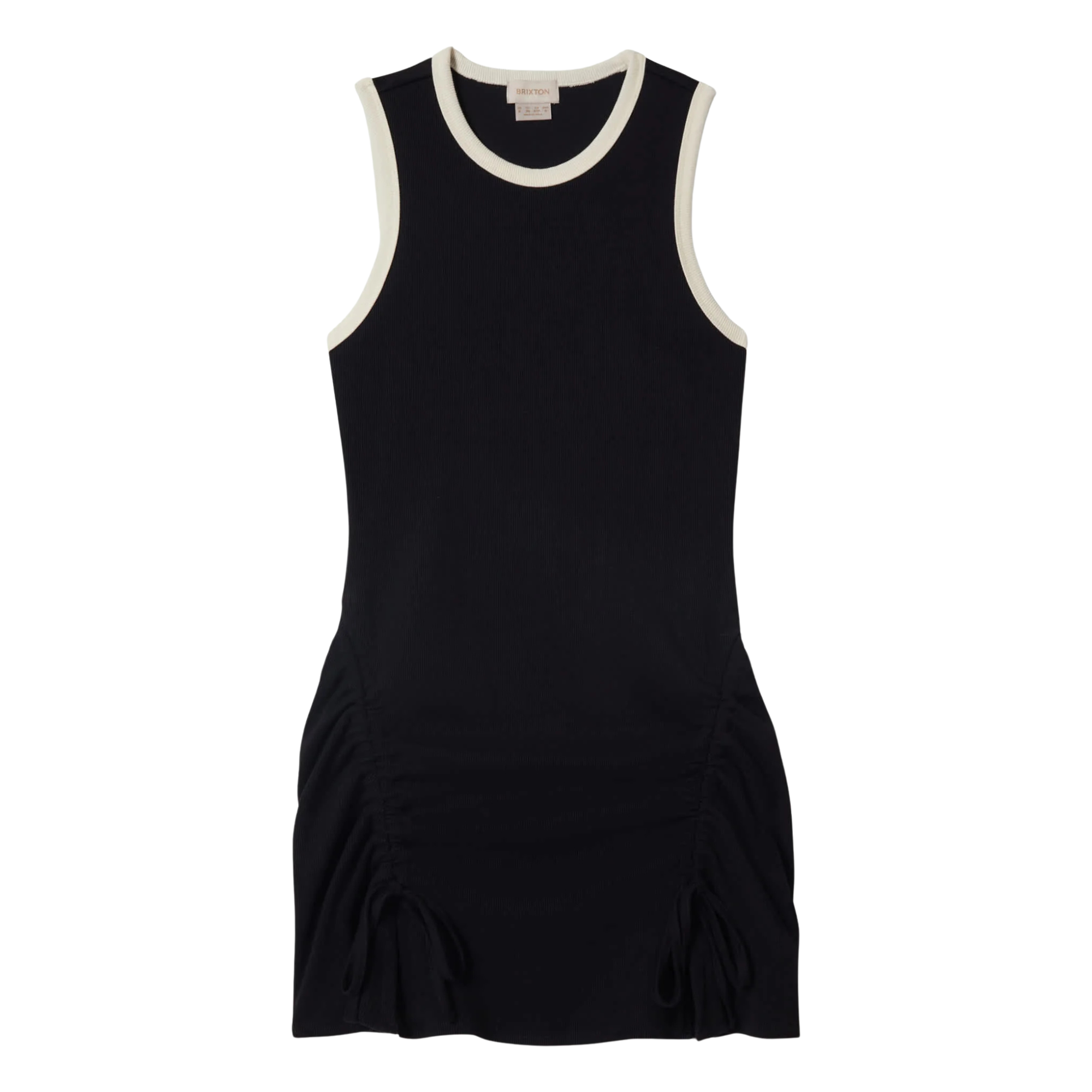 Brixton Ribbed Cinch Mini Dress - Black/Off White