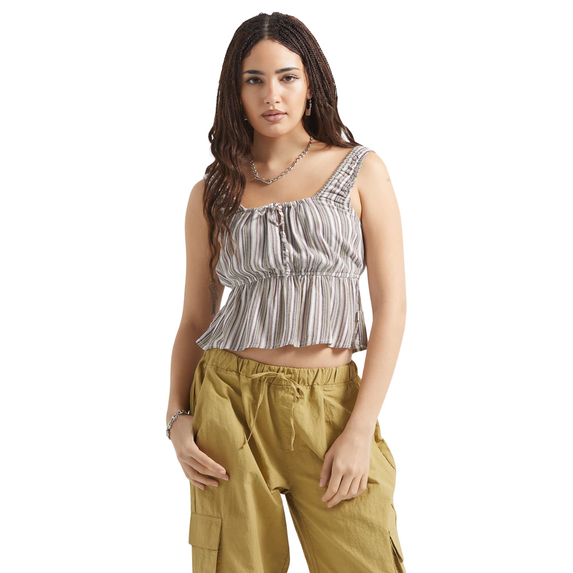 Brixton The Abigail Tie Top - Worn-in Robust Red Stripe